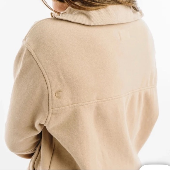 Tan 1/4 Zip Cowl Pocket Jacket - Picture 2 of 5
